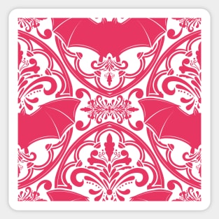 Pink Bat Damask Pattern Sticker